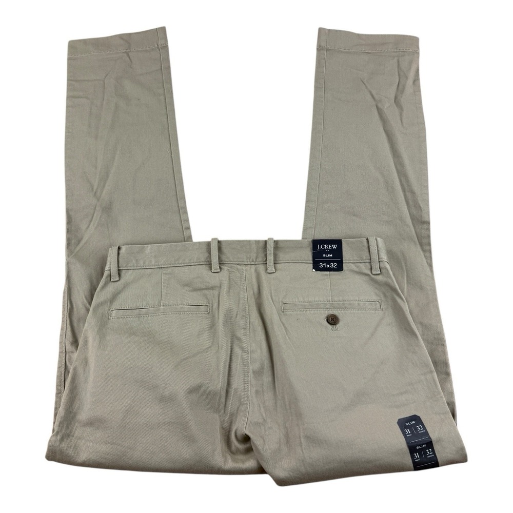 J.Crew NWT Slim Fit Flex Cotton Elastane Chino Pants Khaki Men's Size 31x32 - Picture 2 of 6